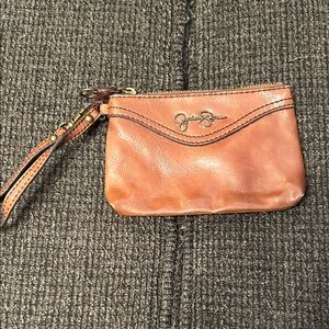 Jessica Simpson Tan Leather Wristlet
